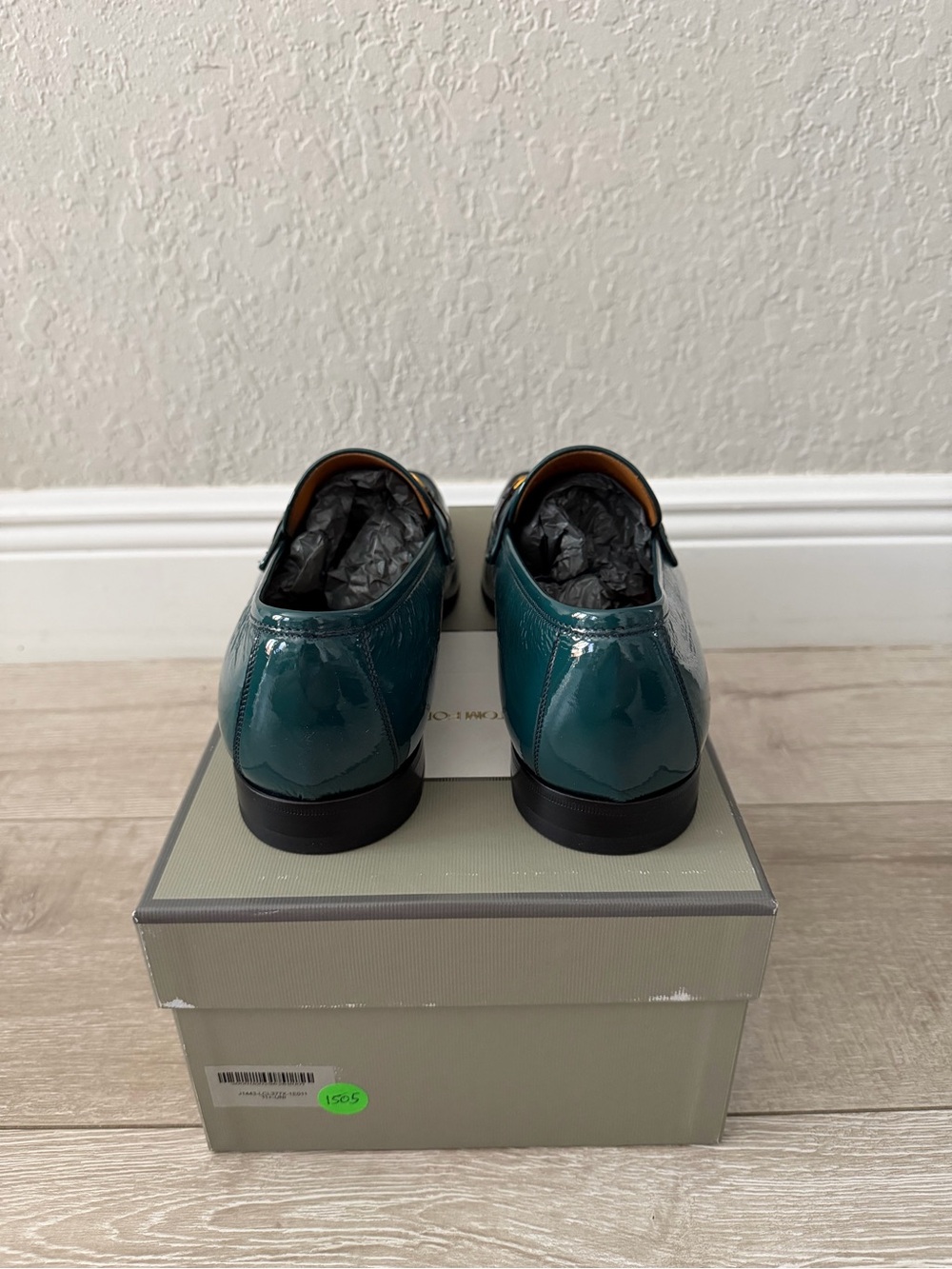 Tom Ford Teal Patent Leather Loafers with Gold Chain Detail men 11.5 - Picture 4 of 5